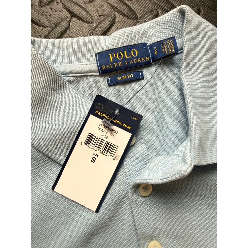 Polo Ralph Lauren Womens Slim Fit Polo Shirt Light Blue Cotton Size S Small - Picture 8 of 8